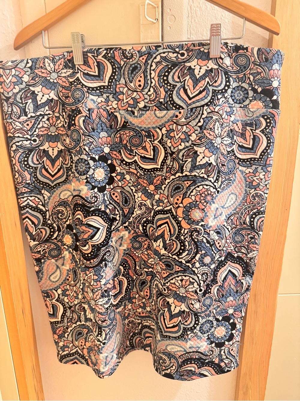 LuLaRoe Floral Paisley Pencil Skirt in Navy, Blush & Cream